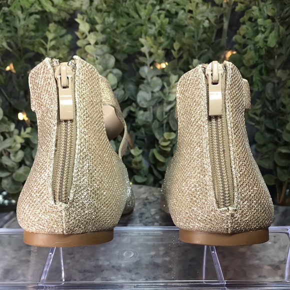 Women’s Size 9.5M Dream Pairs Gold Sparkle Flats with Elastic Ankle Cross Bands - Picture 7 of 9